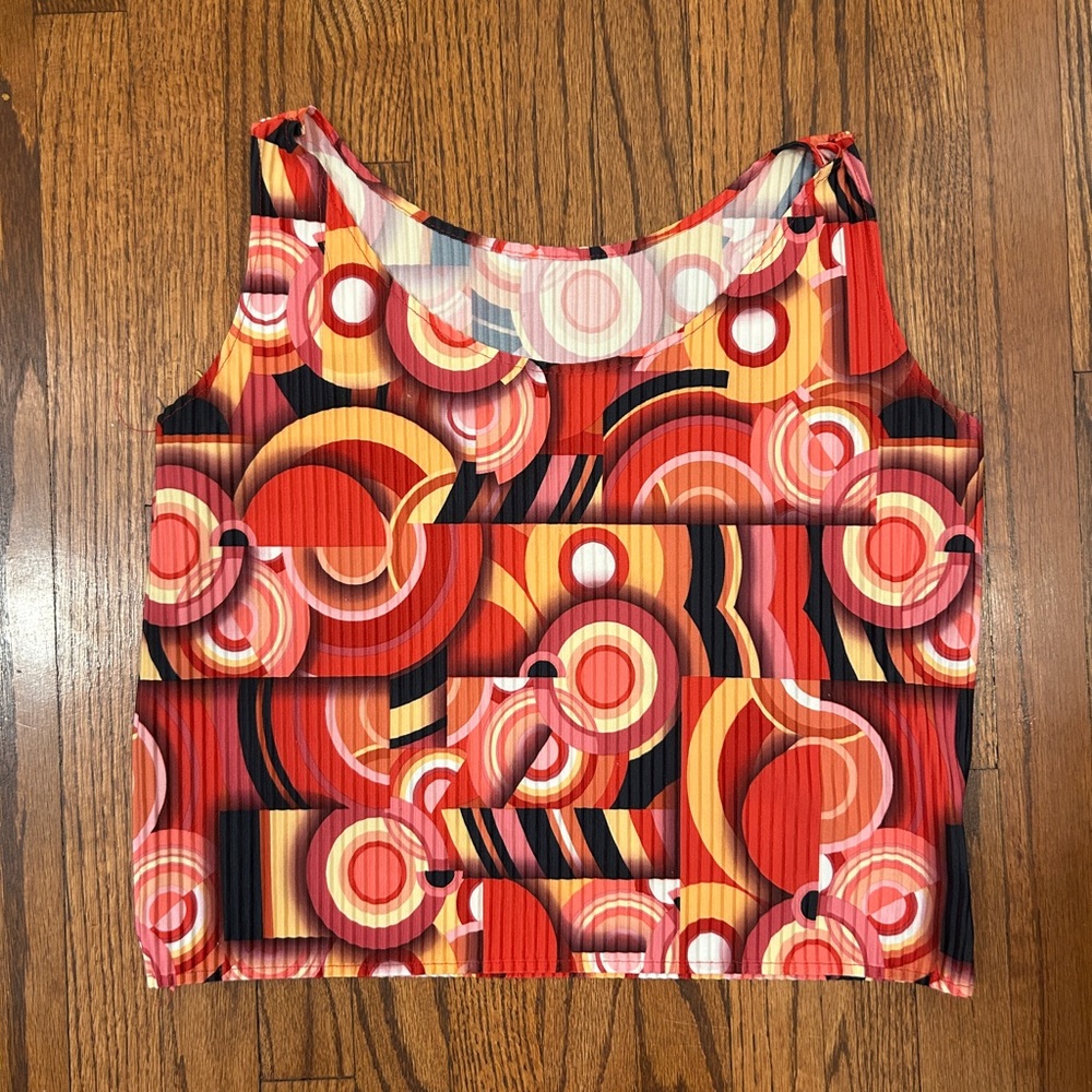 Younique Multi-color Retro Geometric Ribbed Tank Top